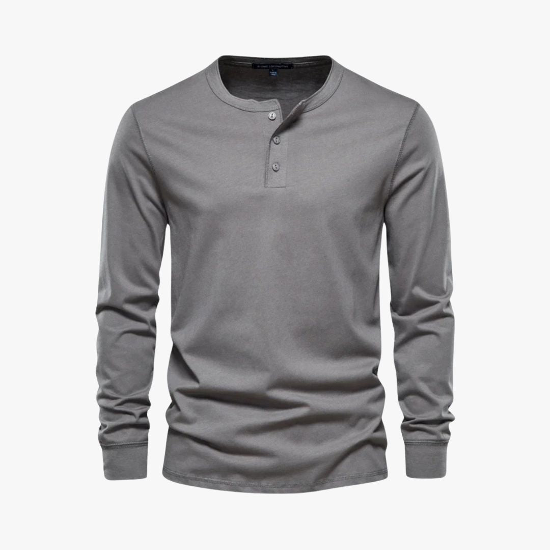 Miles & Luna | Classic Long Sleeve Henley Premium Pique Cotton T-Shirt