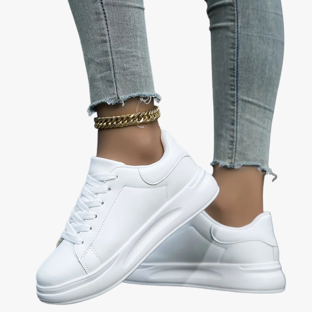 Miles & Luna Clean White Leather Sneakers for Women