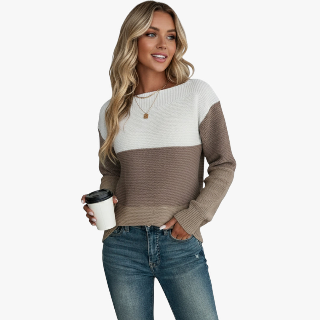 Miles & Luna Colour block Knit Sweater with Soft Fabric and Modern Pullover Fit for Men