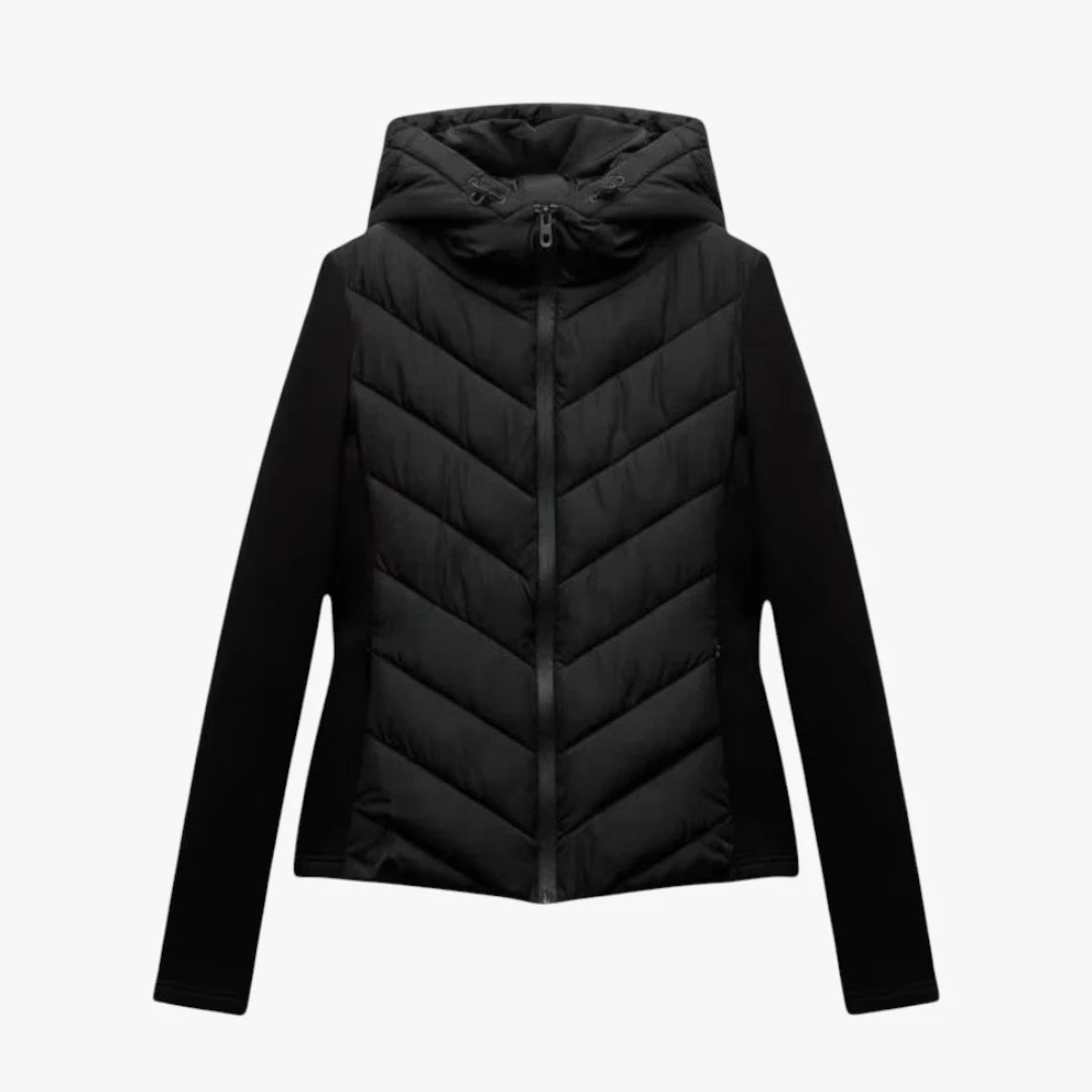 Miles & Luna Cotton Blend Hooded Puffer Jacket with Long Sleeves for Women