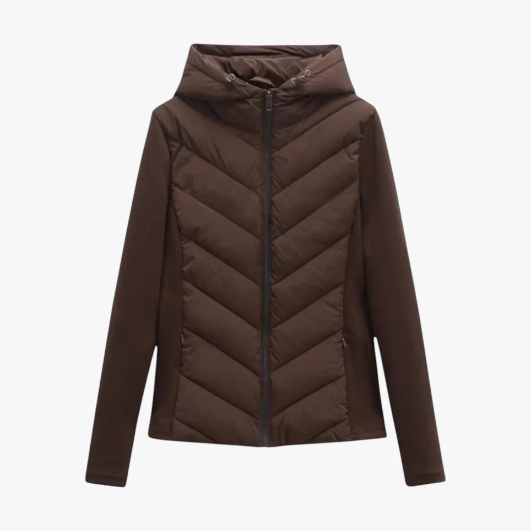 Miles & Luna Cotton Blend Hooded Puffer Jacket with Long Sleeves for Women