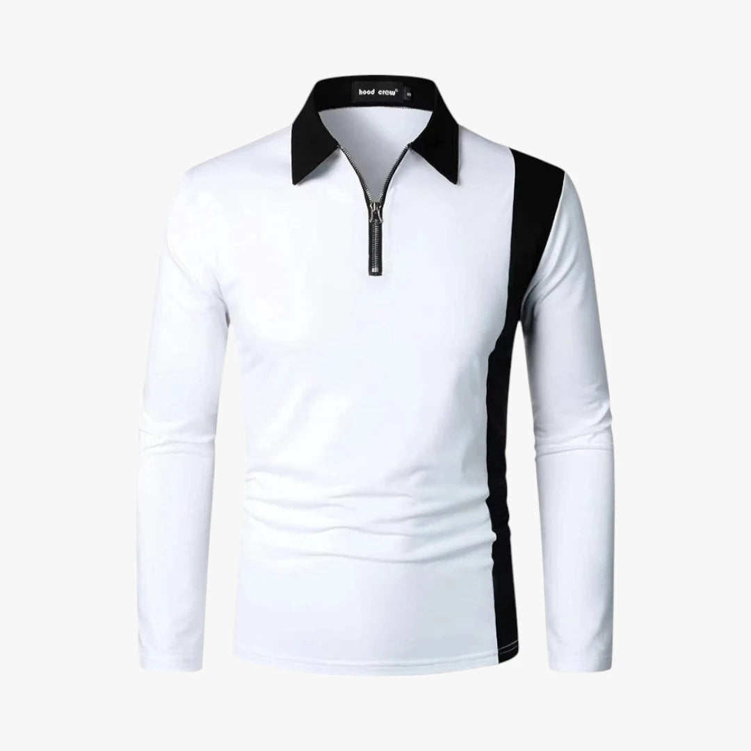 Miles & Luna Cotton Blend Long Sleeve Zip Polo Shirt Casual Sportswear Style for Men