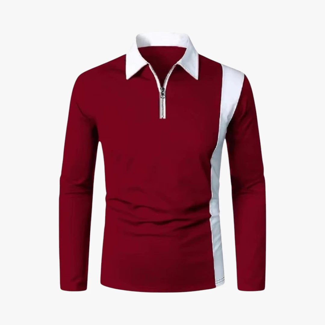 Miles & Luna Cotton Blend Long Sleeve Zip Polo Shirt Casual Sportswear Style for Men