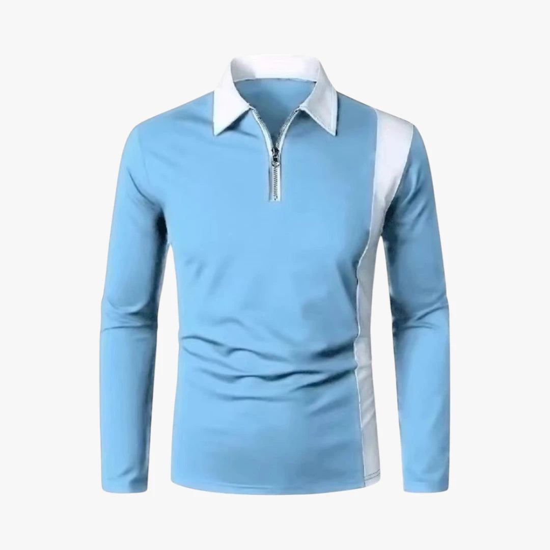 Miles & Luna Cotton Blend Long Sleeve Zip Polo Shirt Casual Sportswear Style for Men