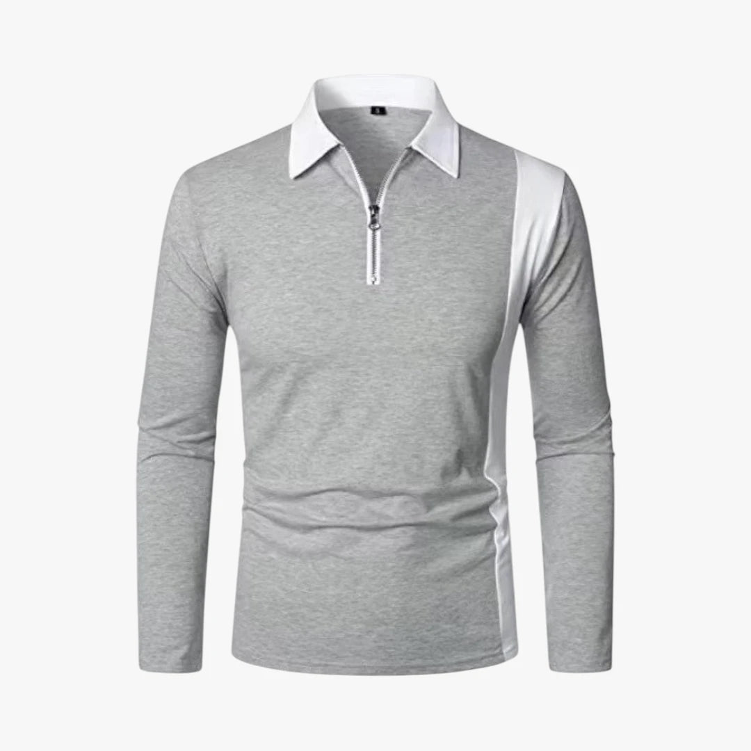 Miles & Luna Cotton Blend Long Sleeve Zip Polo Shirt Casual Sportswear Style for Men