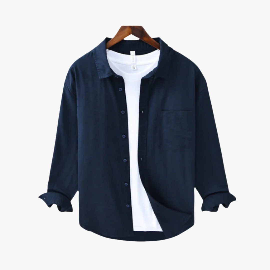 Miles & Luna | Cotton-Linen Button-Up Shirt – Lightweight Casual Men's Shirt