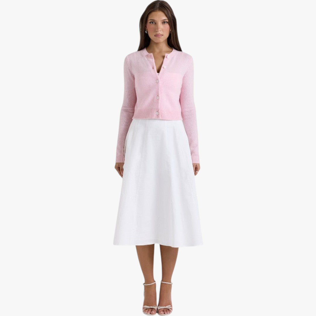 Miles & Luna Cropped Knit Cardigan Soft Knitwear Spring Style for Women