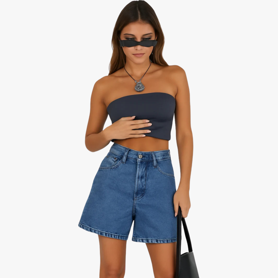 Miles & Luna Denim Shorts Mid-Rise Relaxed Fit 5-Pocket Button Fly Casual Wear for Women