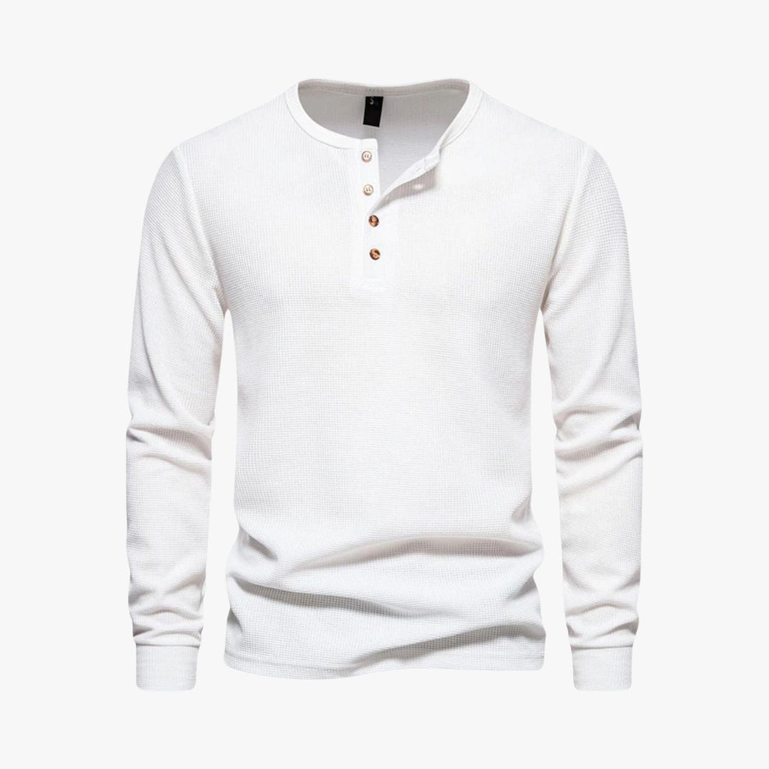 Miles & Luna | Elegant Henley Long Sleeve Light T-Shirt - Casual Cotton Shirt for Men