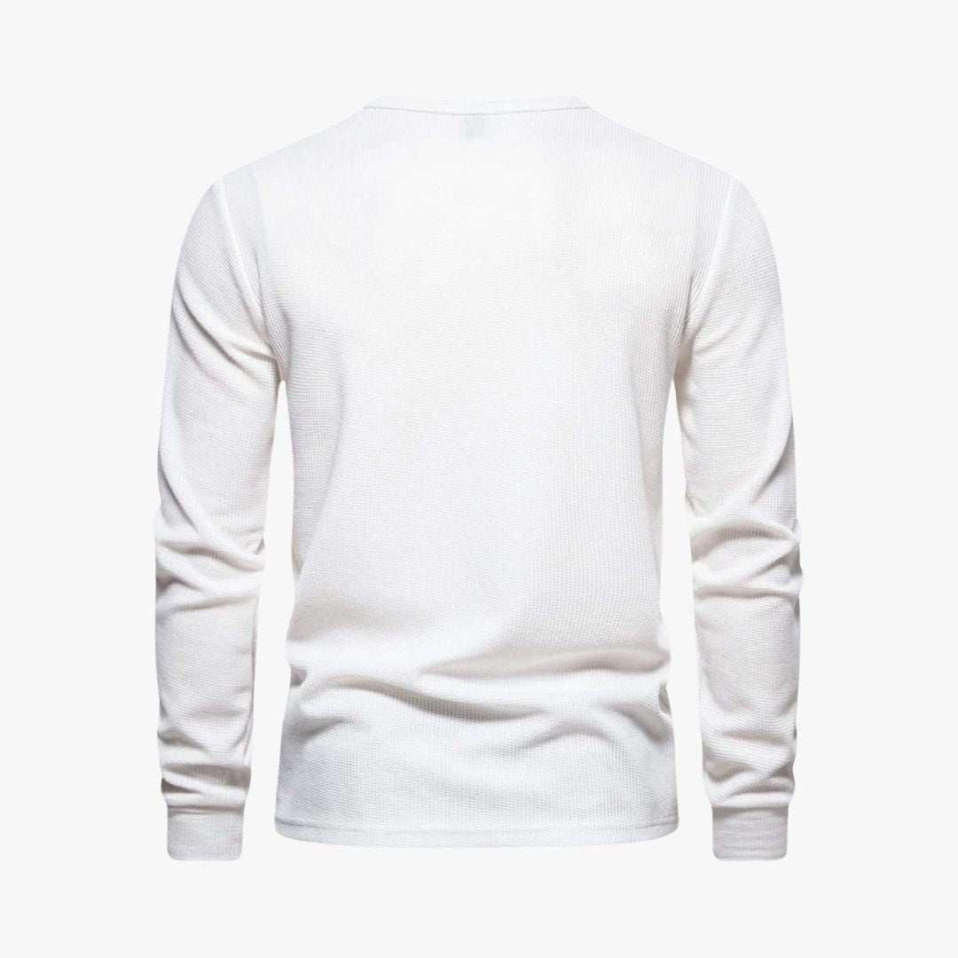 Miles & Luna | Elegant Henley Long Sleeve Light T-Shirt - Casual Cotton Shirt for Men