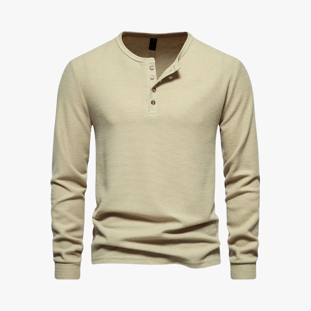 Miles & Luna | Elegant Henley Long Sleeve Light T-Shirt - Casual Cotton Shirt for Men
