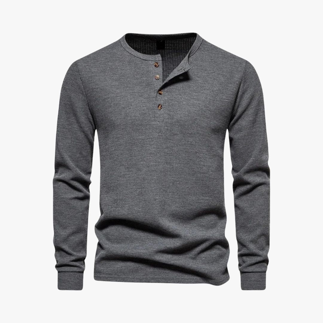 Miles & Luna | Elegant Henley Long Sleeve Light T-Shirt - Casual Cotton Shirt for Men