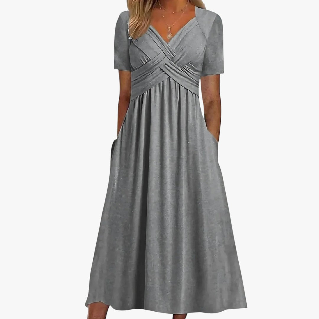 Miles & Luna | Elegant Midi Dress Belly Coverage Design for Women