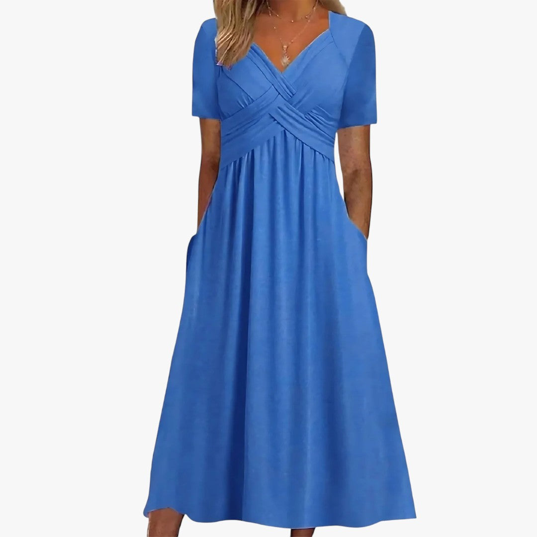 Miles & Luna | Elegant Midi Dress Belly Coverage Design for Women