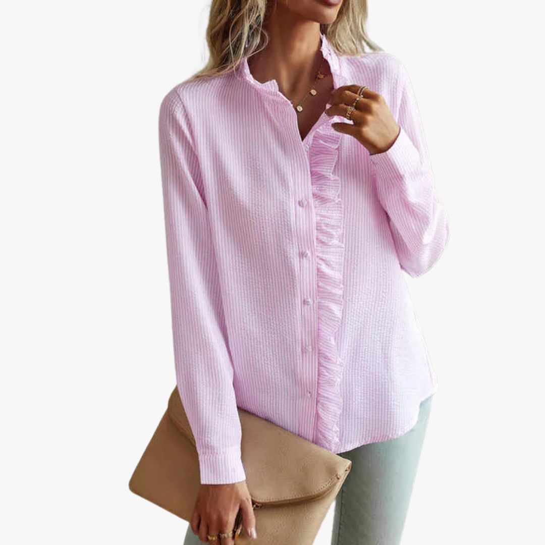 Miles & Luna Elegant Striped Blouse with Long Sleeves for Women