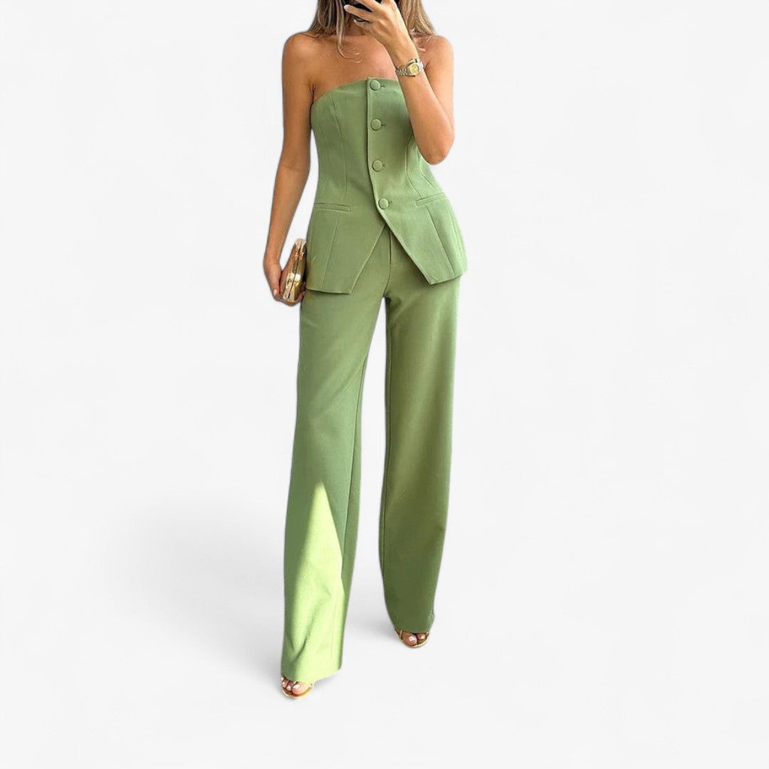 Miles & Luna Elegant Summer Set with off-the-shoulder Top for Women