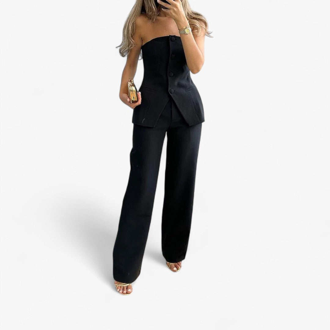 Miles & Luna Elegant Summer Set with off-the-shoulder Top for Women