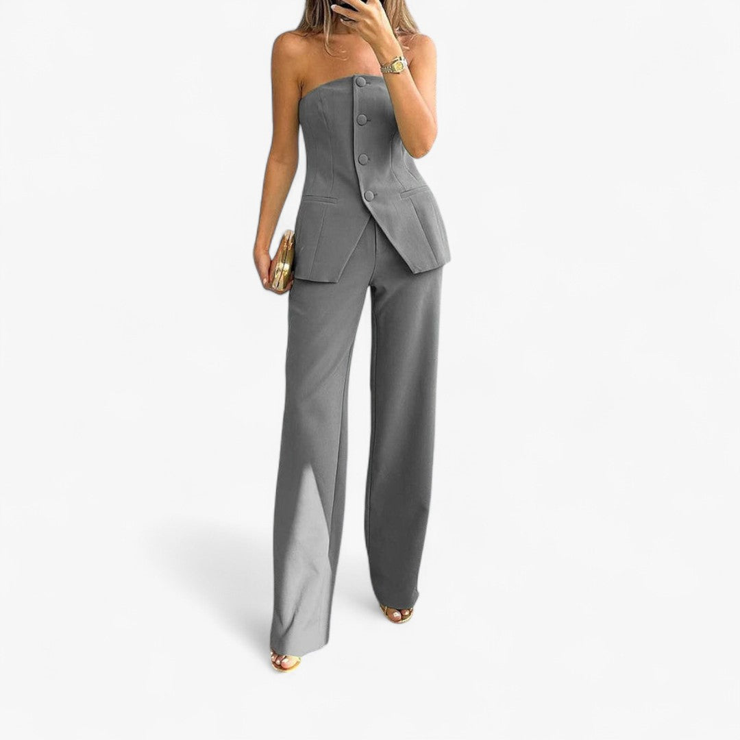 Miles & Luna Elegant Summer Set with off-the-shoulder Top for Women