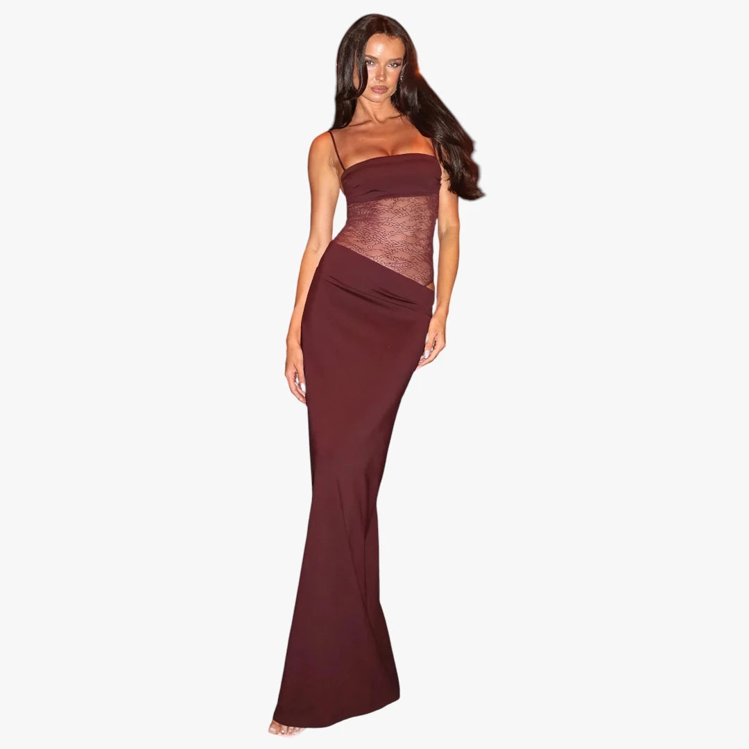 Miles & Luna Evening Maxi Dress With Lace Corset Floor-Length for Women
