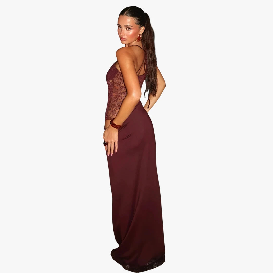 Miles & Luna Evening Maxi Dress With Lace Corset Floor-Length for Women