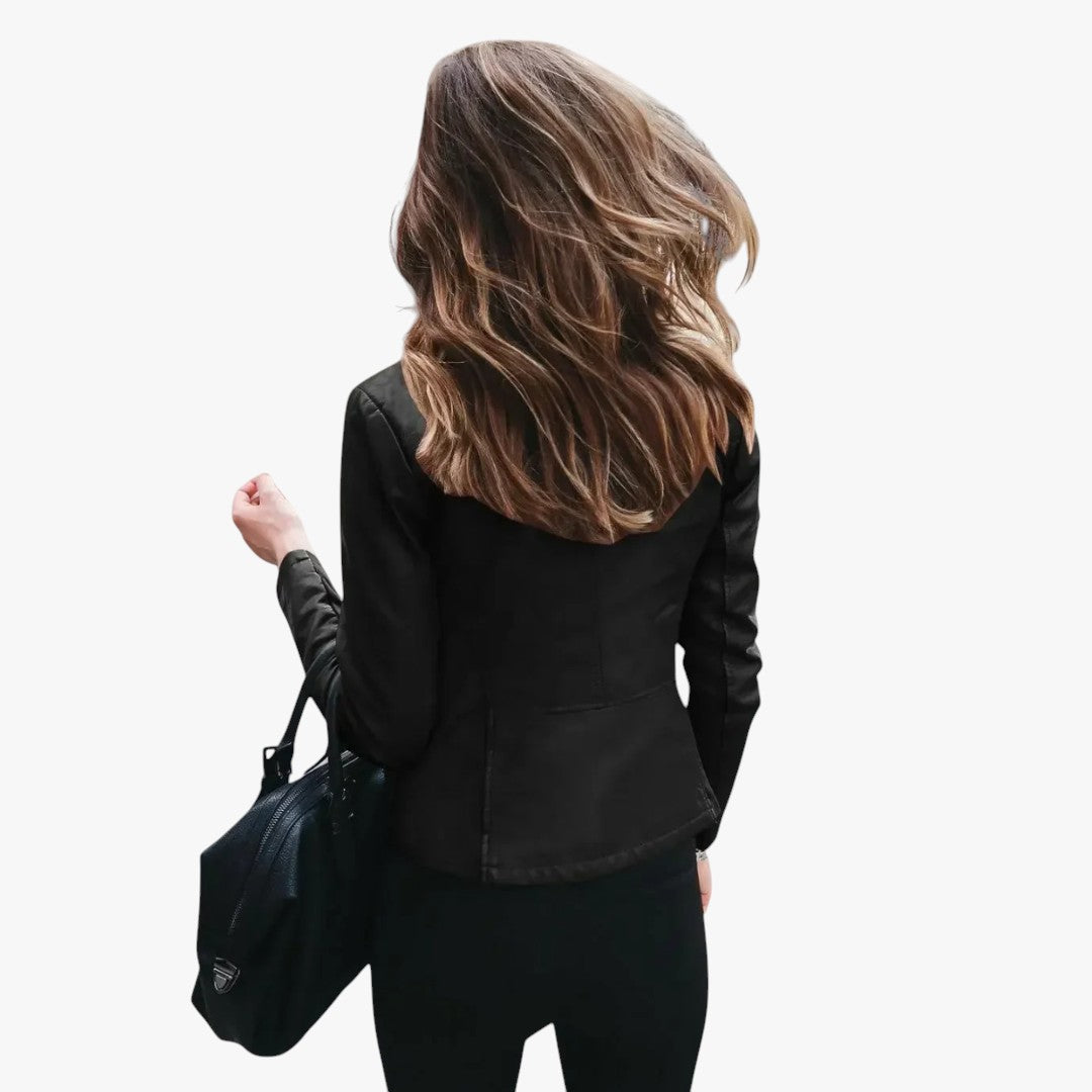 Miles & Luna Faux Leather Biker Jacket Slim Fit for Women