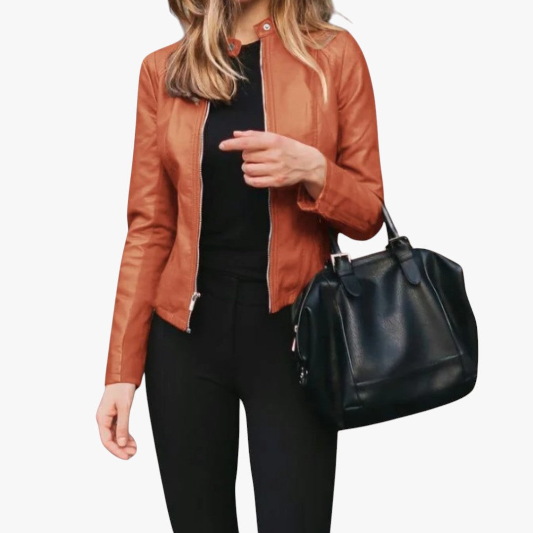 Miles & Luna Faux Leather Biker Jacket Slim Fit for Women