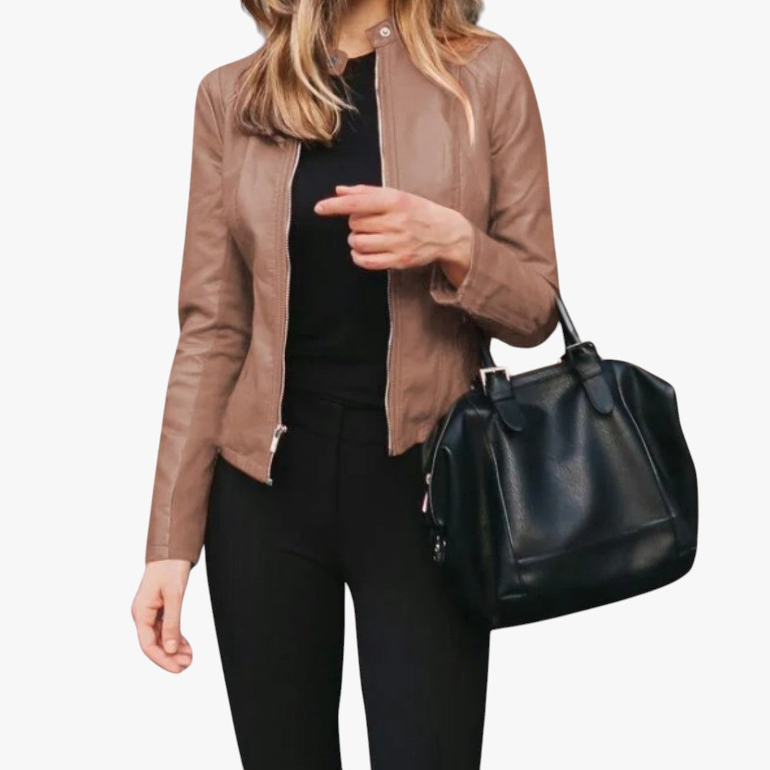 Miles & Luna Faux Leather Biker Jacket Slim Fit for Women