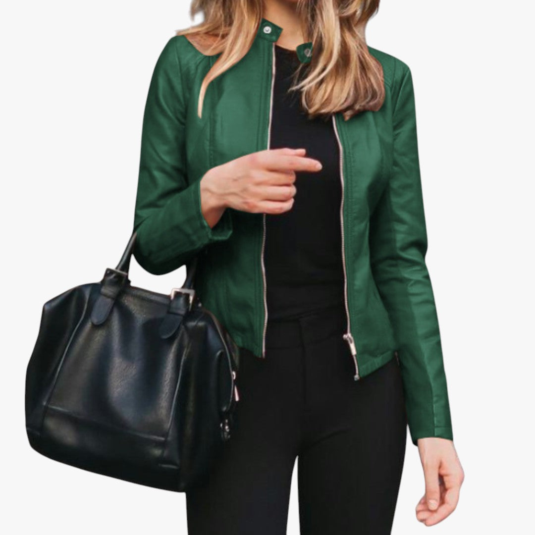 Miles & Luna Faux Leather Biker Jacket Slim Fit for Women