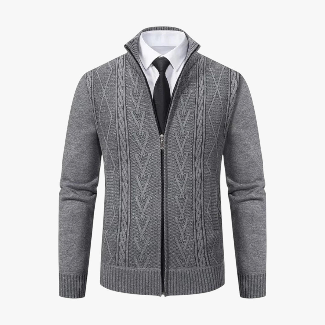 Miles & Luna Full Zip Knit Vest with Textured Pattern and Structured Fit for Men