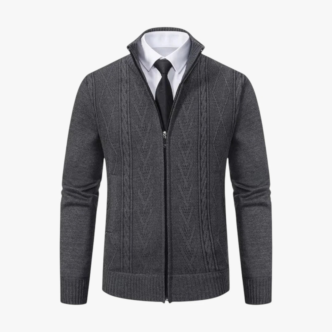 Miles & Luna Full Zip Knit Vest with Textured Pattern and Structured Fit for Men