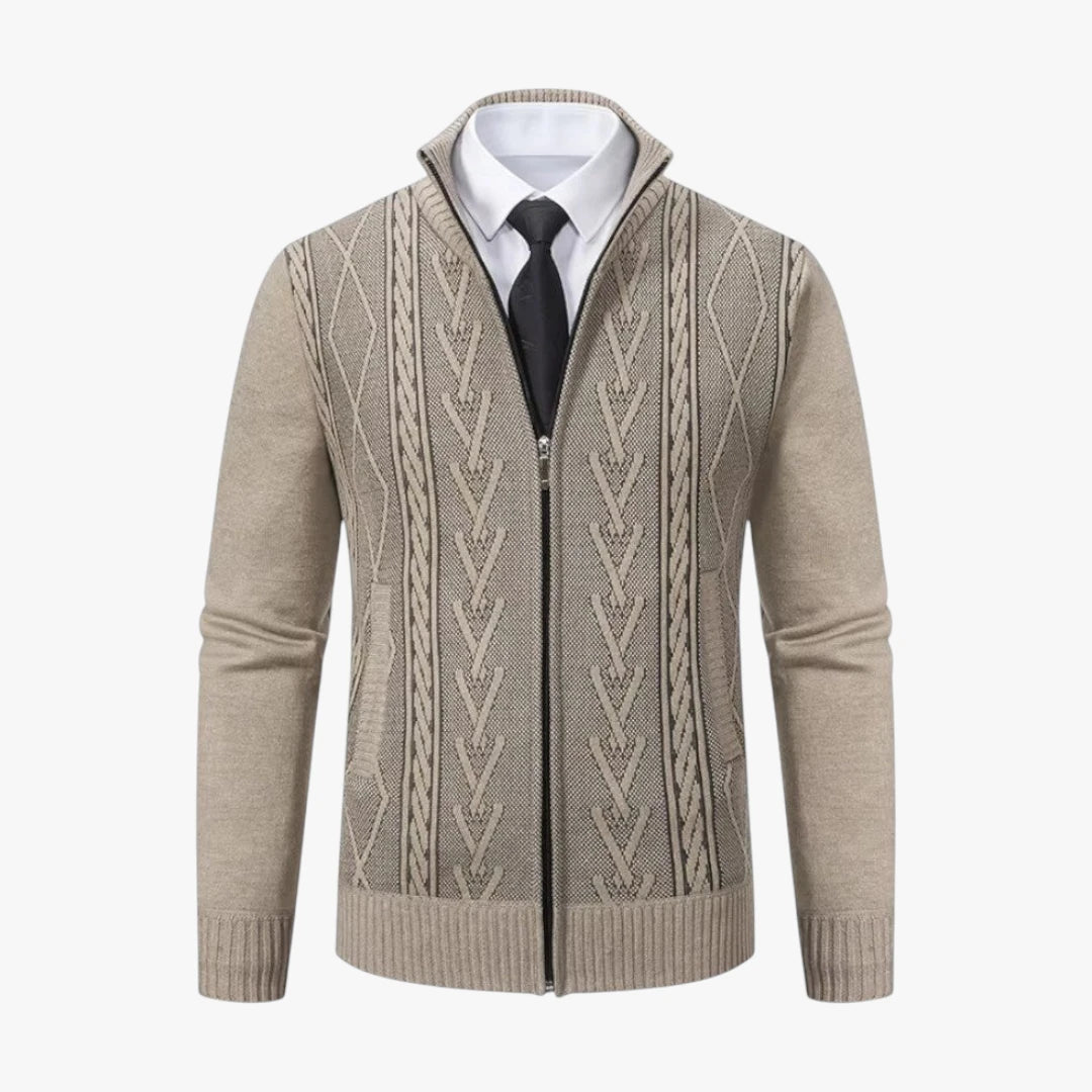 Miles & Luna Full Zip Knit Vest with Textured Pattern and Structured Fit for Men