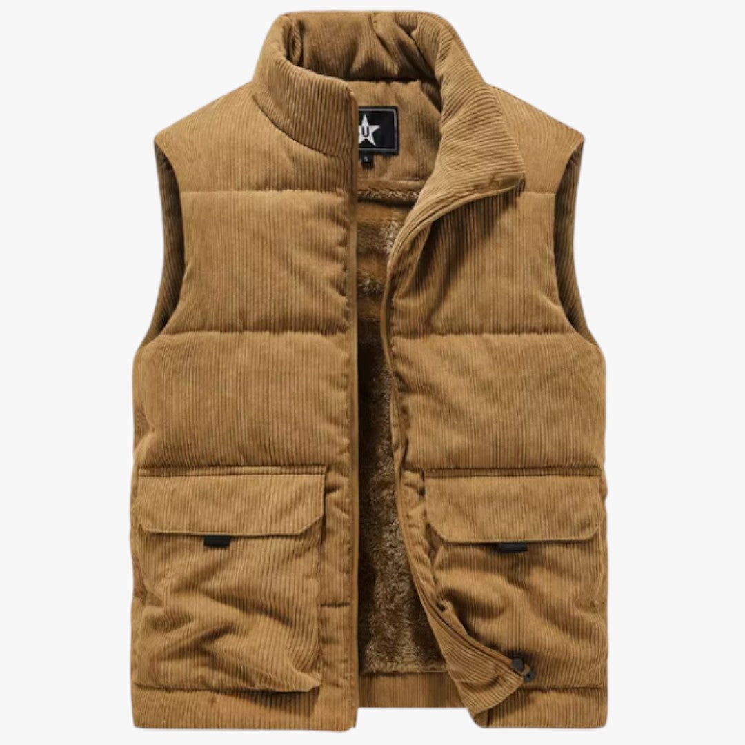 Miles & Luna Fur-Lined Curdoroy Gilet Bodywarmer for Men