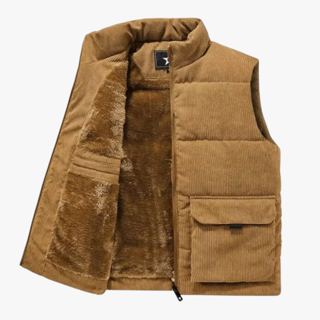 Miles & Luna Fur-Lined Curdoroy Gilet Bodywarmer for Men