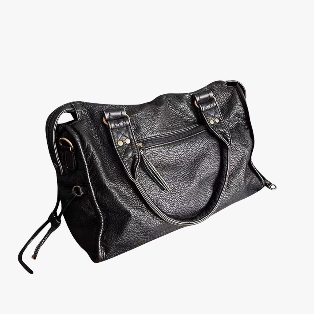 Miles & Luna Handbag - Soft leather tote with zipper pocket for women