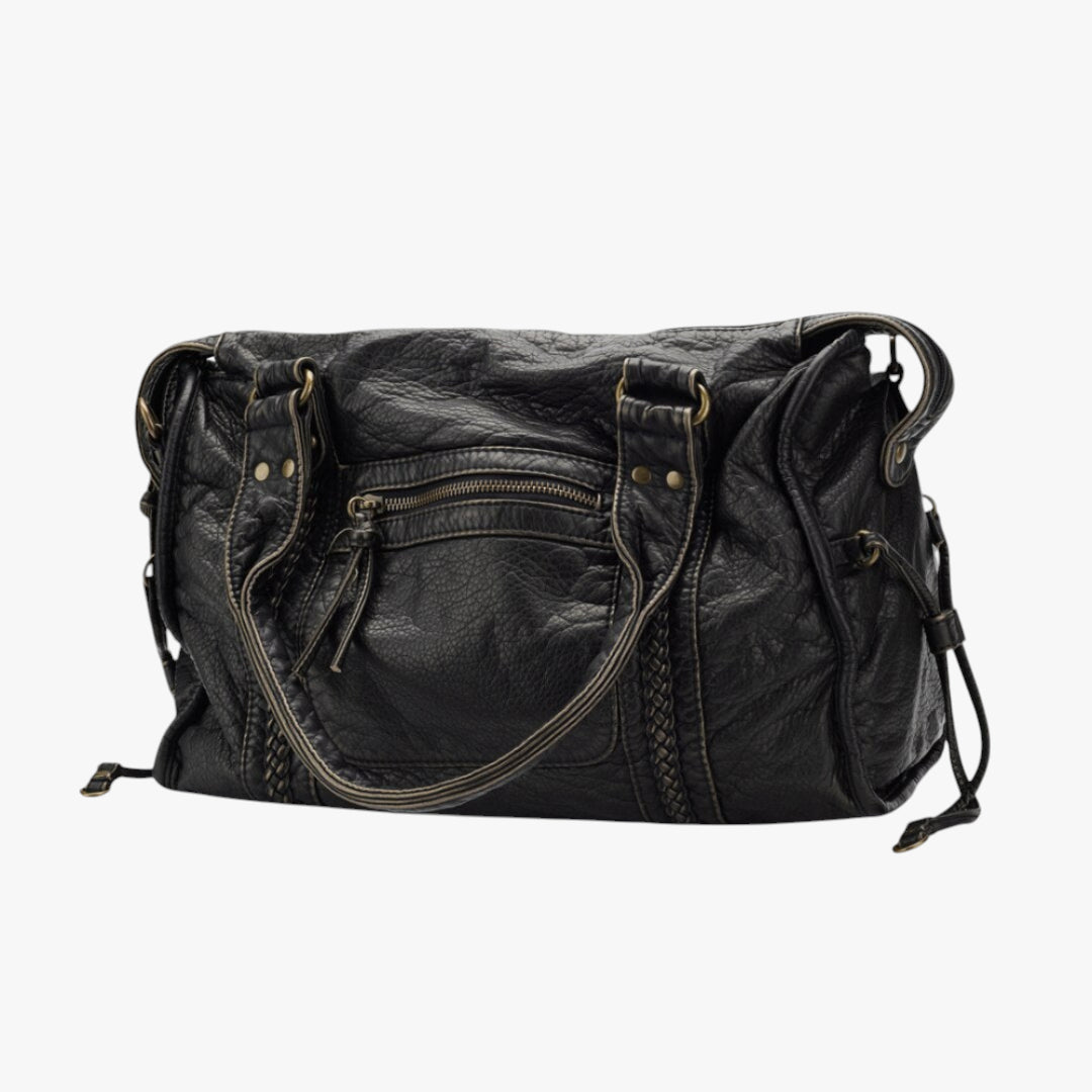 Miles & Luna Handbag - Soft leather tote with zipper pocket for women