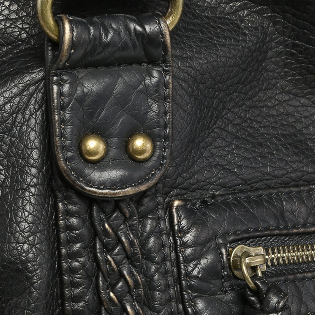 Miles & Luna Handbag - Soft leather tote with zipper pocket for women