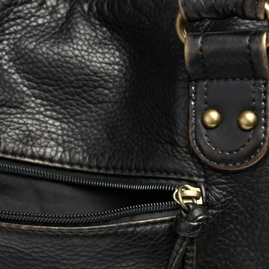 Miles & Luna Handbag - Soft leather tote with zipper pocket for women