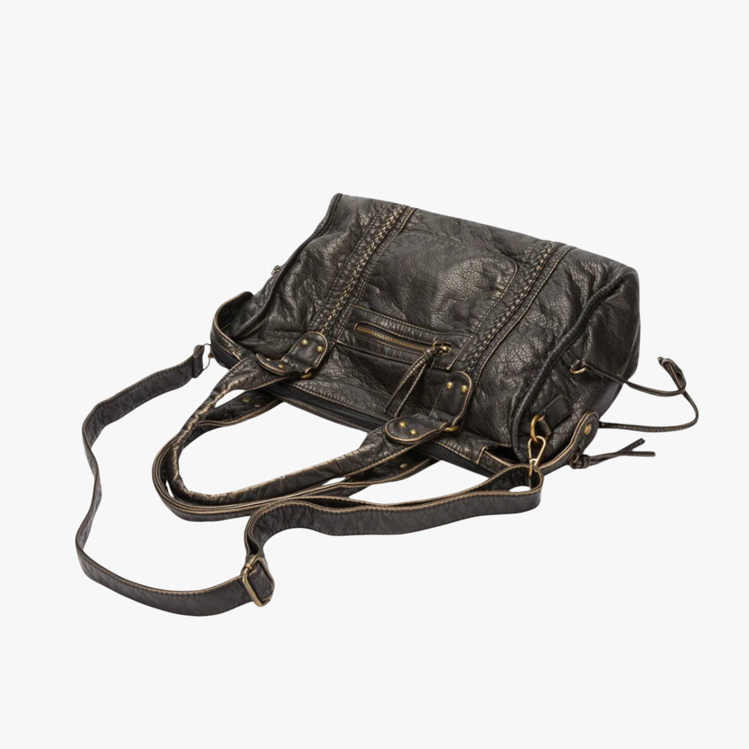 Miles & Luna Handbag - Soft leather tote with zipper pocket for women