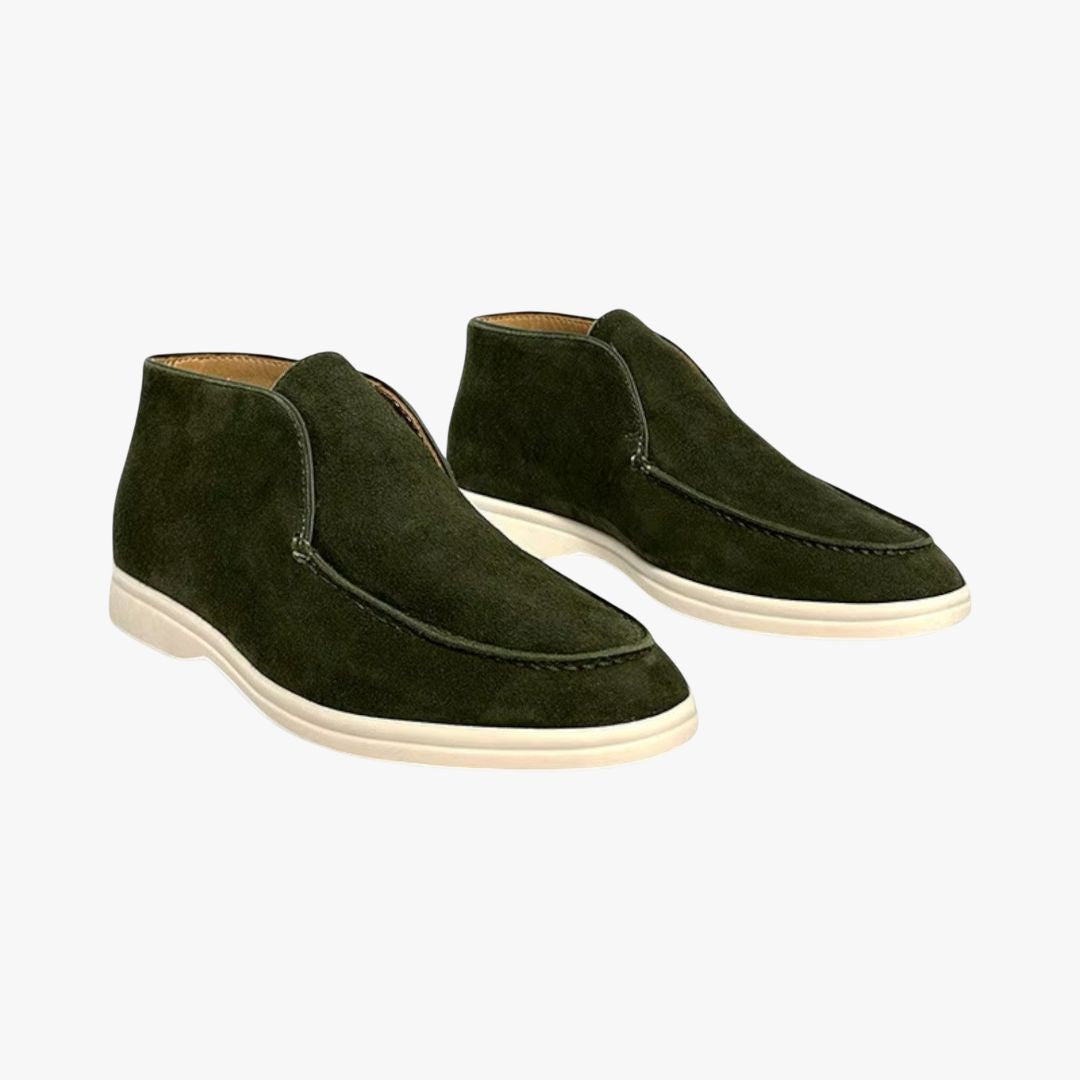 Miles & Luna | High-Top Suede Loafers Formal Business Slip-On Shoes for Men