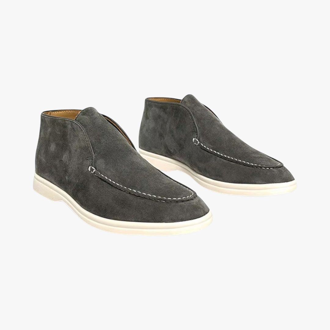 Miles & Luna | High-Top Suede Loafers Formal Business Slip-On Shoes for Men
