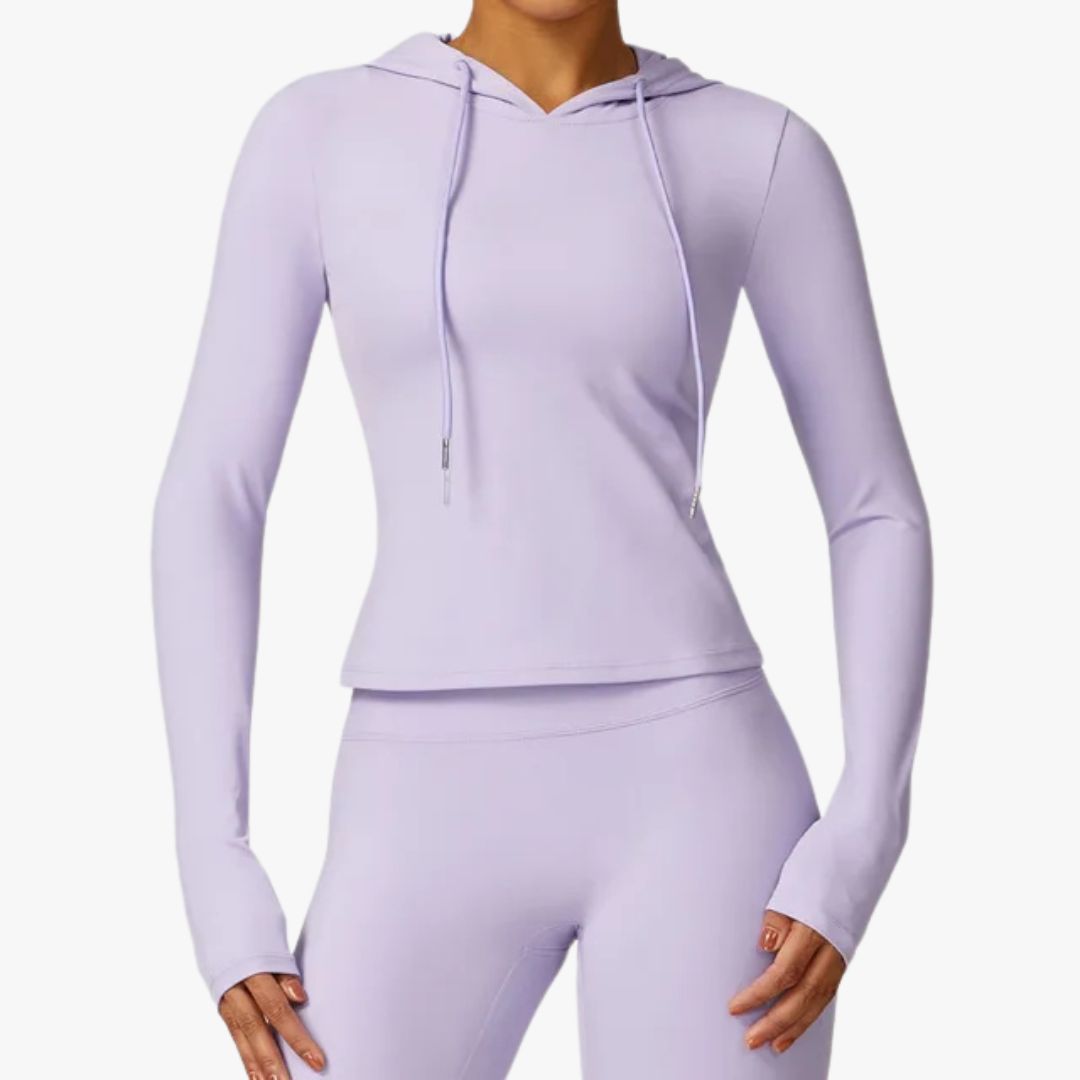 Miles & Luna Hooded Top Moisture Wicking Stretch Fabric Long Sleeve Athletic Fit for Women
