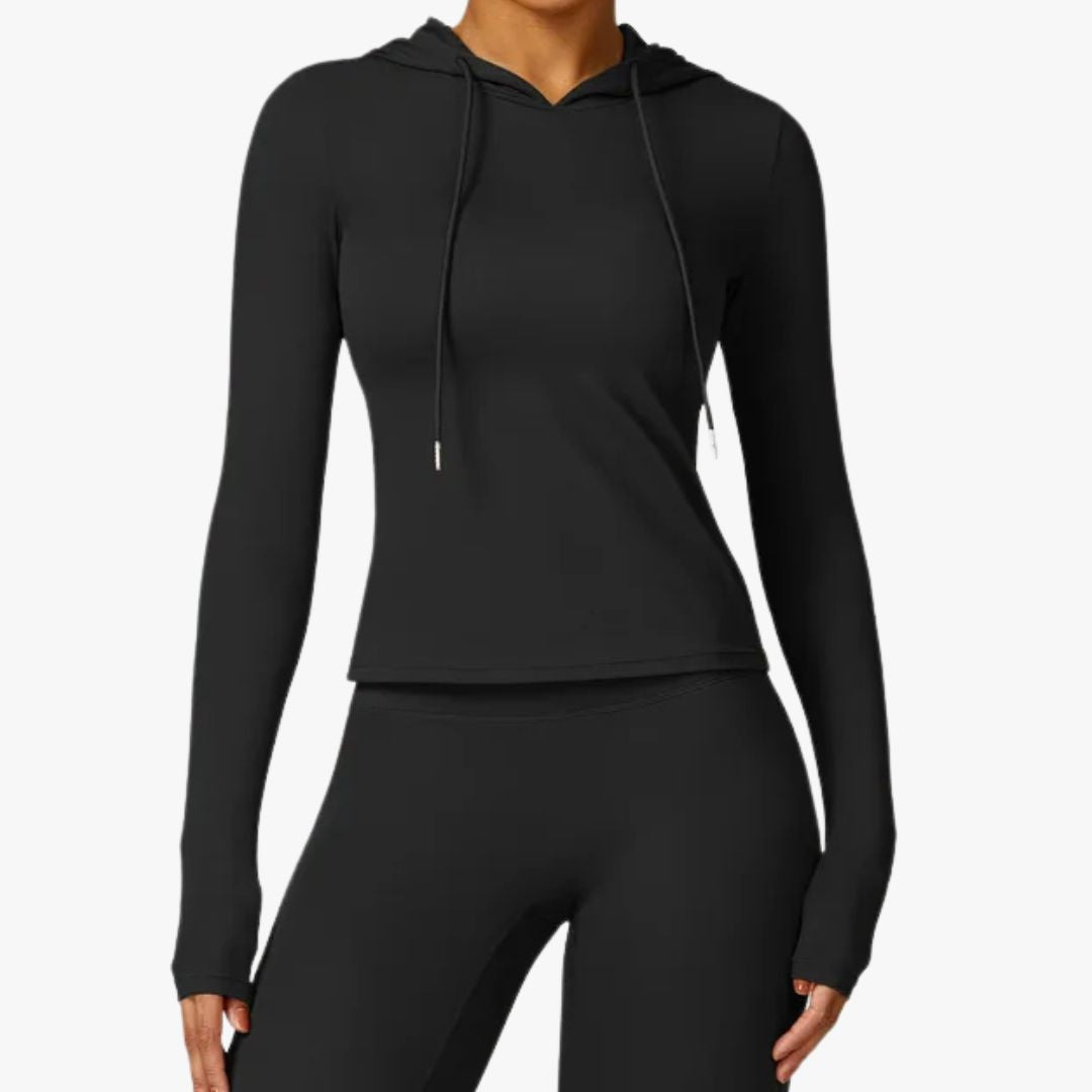 Miles & Luna Hooded Top Moisture Wicking Stretch Fabric Long Sleeve Athletic Fit for Women