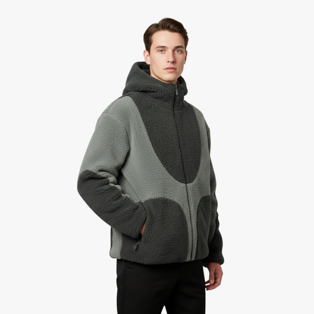 Miles & Luna Hoodie – Fleece zip-up hoodie with sherpa lining for men