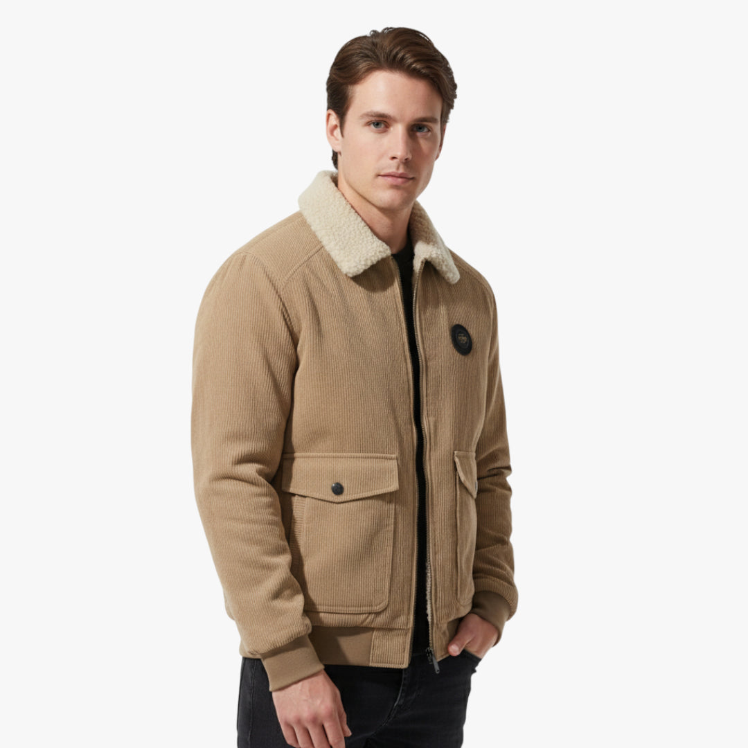 Miles & Luna Jacket – Corduroy jacket with sherpa lining and fleece collar for men