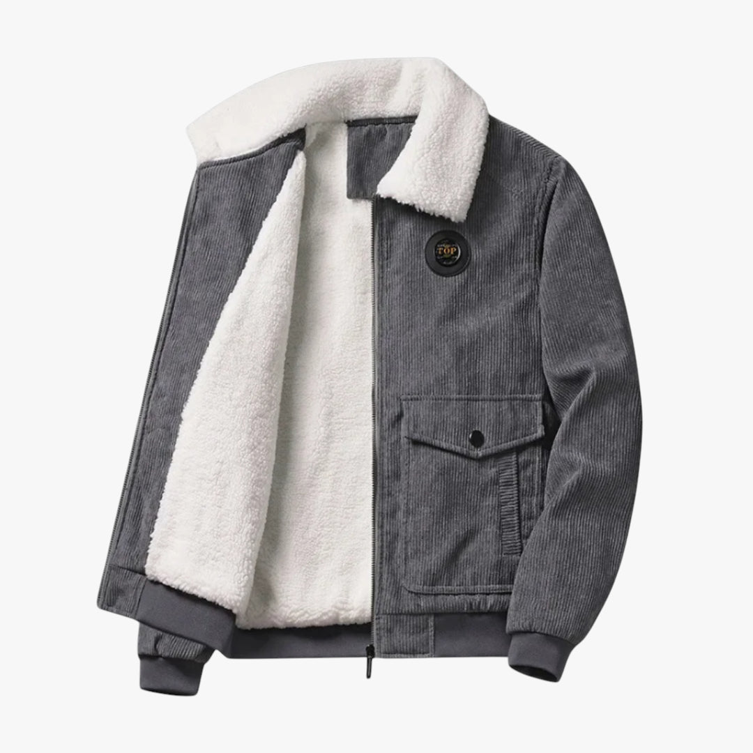 Miles & Luna Jacket – Corduroy jacket with sherpa lining and fleece collar for men