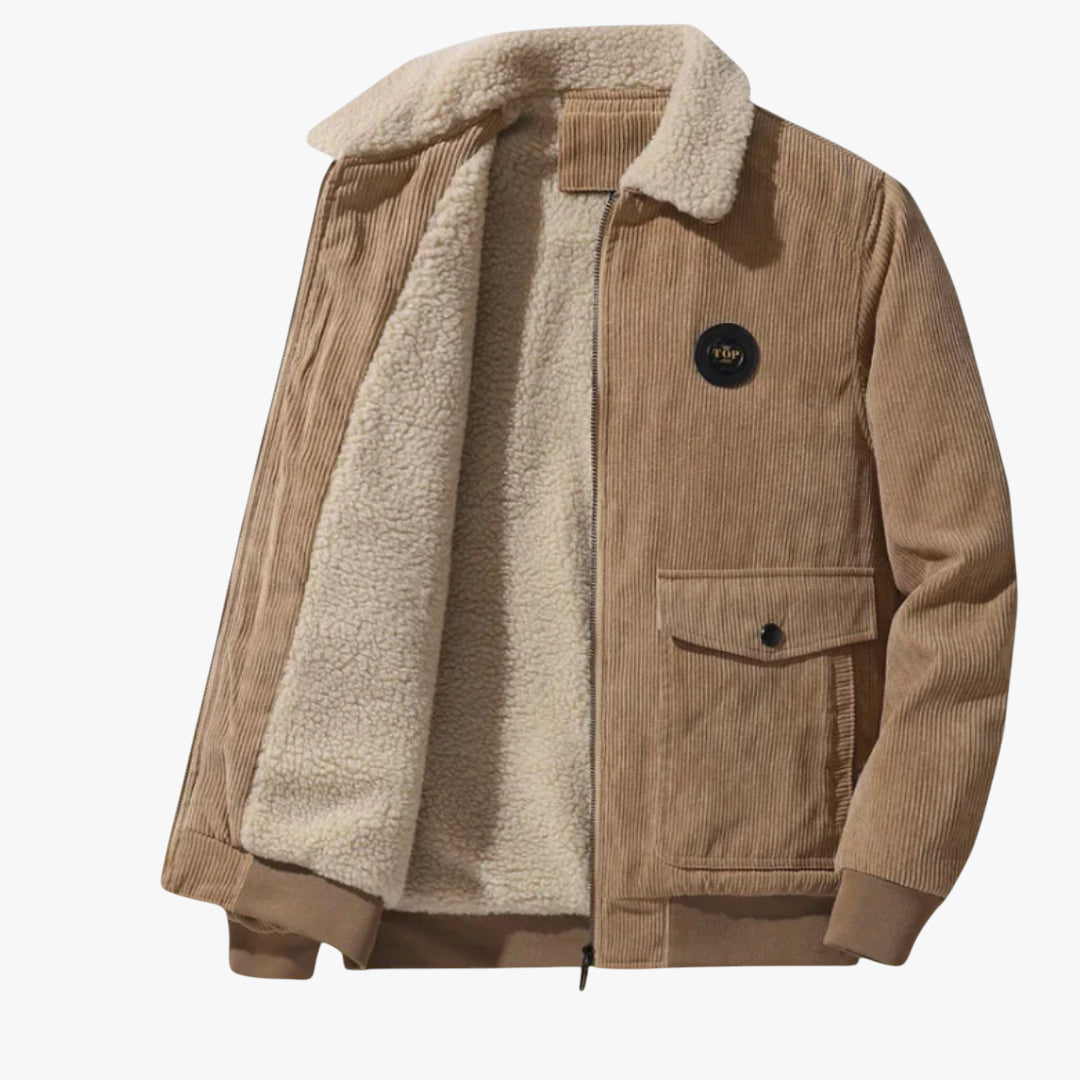Miles & Luna Jacket – Corduroy jacket with sherpa lining and fleece collar for men
