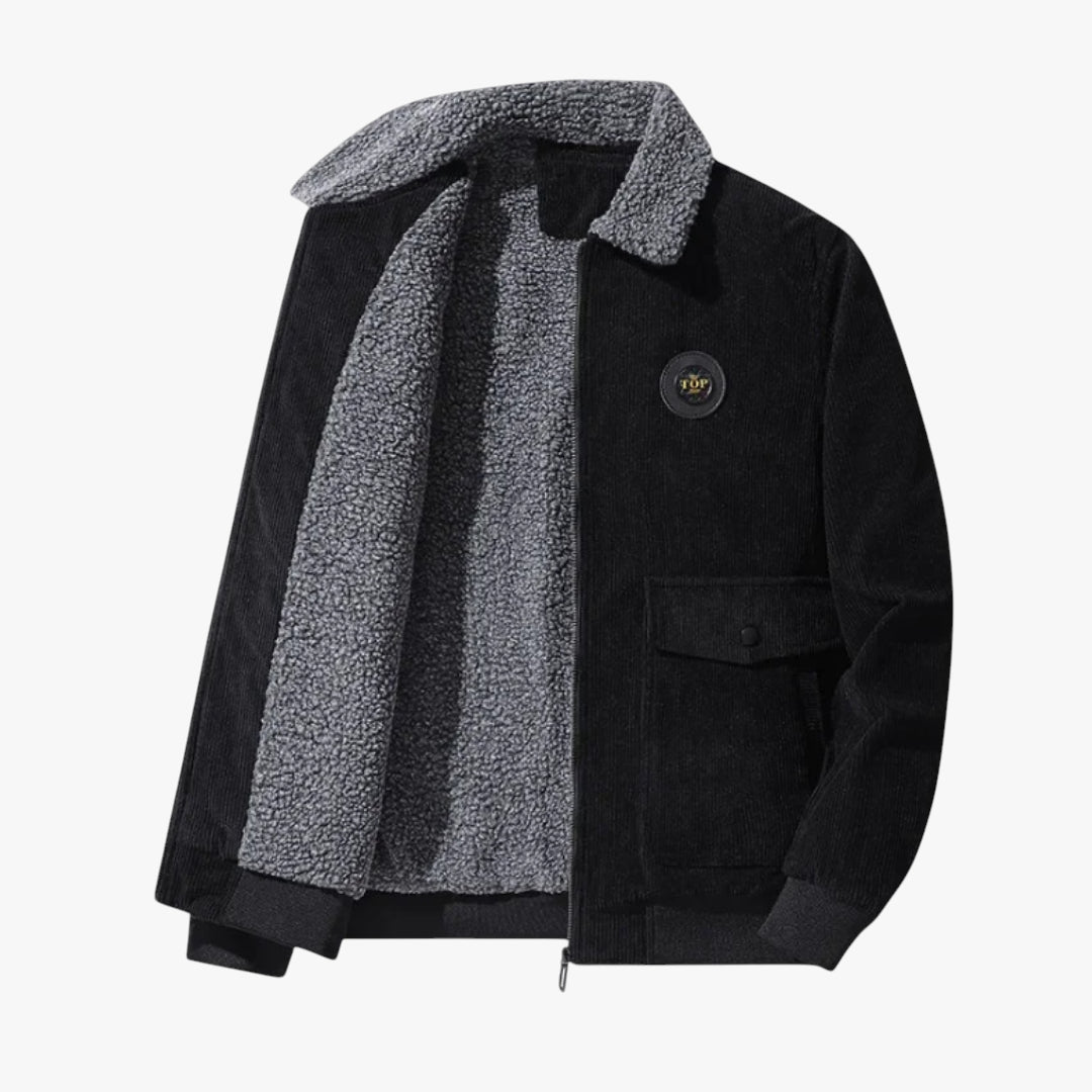 Miles & Luna Jacket – Corduroy jacket with sherpa lining and fleece collar for men