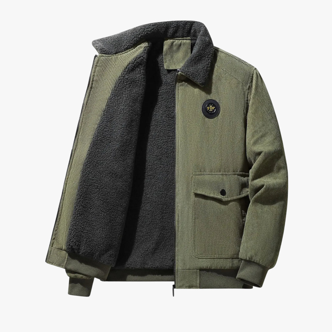 Miles & Luna Jacket – Corduroy jacket with sherpa lining and fleece collar for men