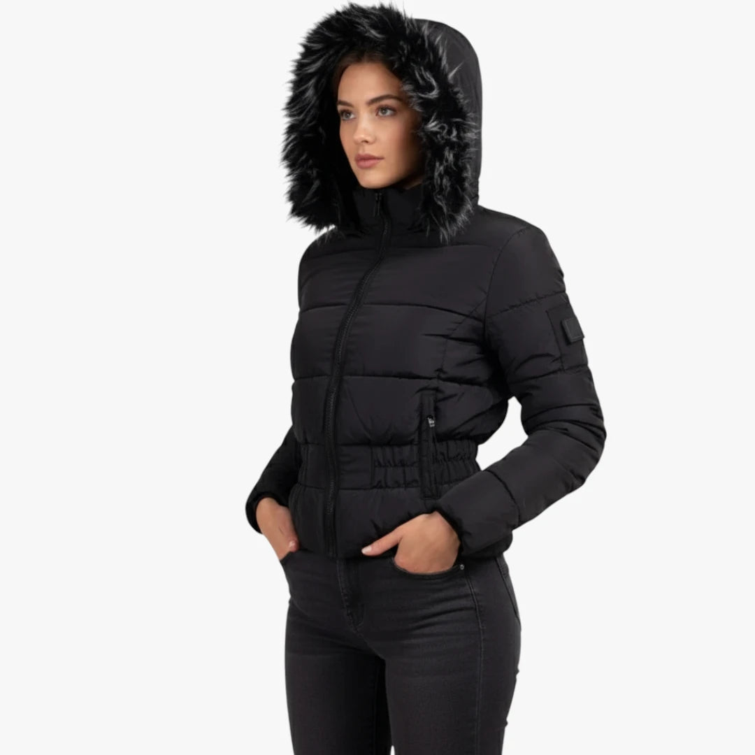 Miles & Luna Jacket - Hooded Design With Faux Fur and Belt for Women