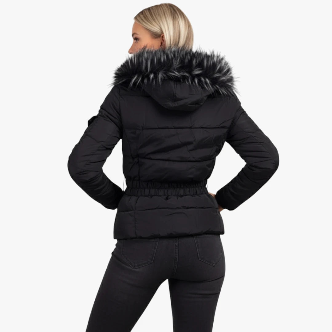 Miles & Luna Jacket - Hooded Design With Faux Fur and Belt for Women